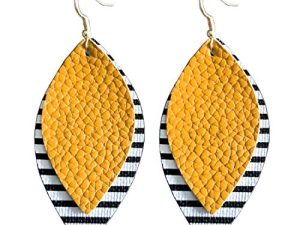 ROSTIVO Leather Earrings for Women Teardrop Leather Earrings Drop and Dangle Earrings for Women and Girls (Yellow)
