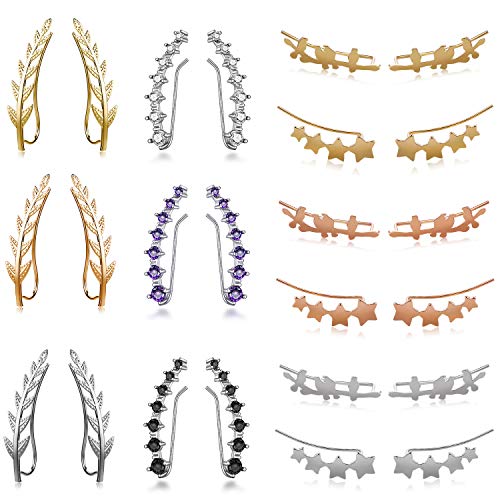 8/9/12 Pairs Gold Silver Earcuffs Earrings for Women Cartilage Piercing-Muti-colors 7 CZ Screwback Stud Earrings for Teen Girls - Earcuffs Earrings for Women Fashion 8/9/12 Pairs Gold Silver Earcuffs Earrings for Women Cartilage Piercing-Muti-colors 7 CZ Screwback Stud Earrings for Teen Girls - Earcuffs Earrings for Women Fashion