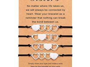 UNGENT THEM 2/3/4/5 Pcs Matching Heart Distance Bracelets Friendship Gift for Sisters Best Friends Cousins Bestie Girls Women