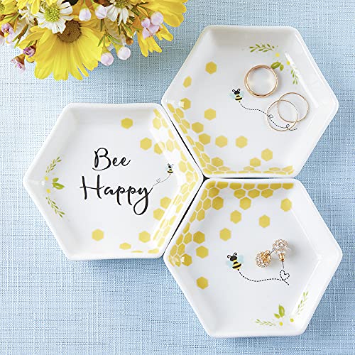 Kate Aspen Bee Happy Ceramic Hexagon (Set of 3) Trinket Dish Kate Aspen Bee Happy Ceramic Hexagon (Set of 3) Trinket Dish