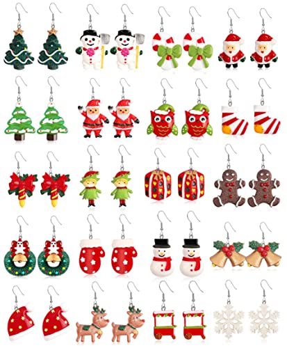 20 Pairs Christmas Earrings for Women Girls Xmas Holiday Earrings Christmas Tree Snowflake Snowman Bow Bells Earrings Bulk Christmas Party Jewelry Gifts 20 Pairs Christmas Earrings for Women Girls Xmas Holiday Earrings Christmas Tree Snowflake Snowman Bow Bells Earrings Bulk Christmas Party Jewelry Gifts