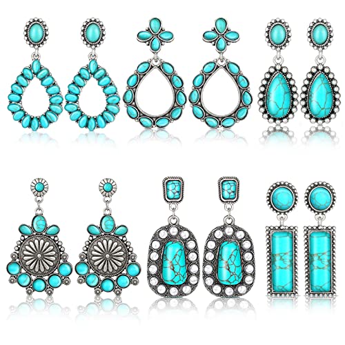6 Pairs Turquoise Oval Earrings Turquoise Bohemian Dangle Boho Cowboy Leather Vintage Earrings Leather Wood Teardrop Dangle Earrings Boho Aztec Pattern Turquoise Earrings for Women Girls 6 Pairs Turquoise Oval Earrings Turquoise Bohemian Dangle Boho Cowboy Leather Vintage Earrings Leather Wood Teardrop Dangle Earrings Boho Aztec Pattern Turquoise Earrings for Women Girls
