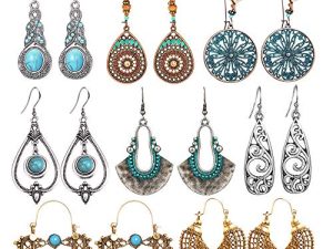 8 Pairs Vintage Drop Dangle Earrings for Women Girls Long Bohemian Earrings Set Boho Jewelry