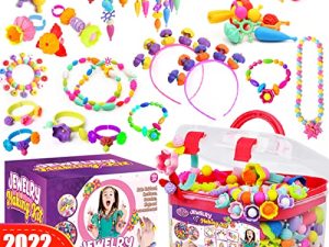 Goody King Pop Beads Jewelry Making Kit for Kids - Snap PopBead Toys for Girls Kids Art and Craft Kits DIY Pop Bead Bracelets Necklace Hairband and Rings Toy for Girl Age 3 4 5 6 7 8 Year Old