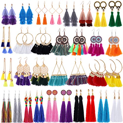 18-32 Pairs Tassel Earrings Set with Colorful Tassel Long Layered Dangle Hoop Tiered Thread Earrings Set for Women Girls Jewelry Fashion and Valentine Birthday Party Gift 18-32 Pairs Tassel Earrings Set with Colorful Tassel Long Layered Dangle Hoop Tiered Thread Earrings Set for Women Girls Jewelry Fashion and Valentine Birthday Party Gift