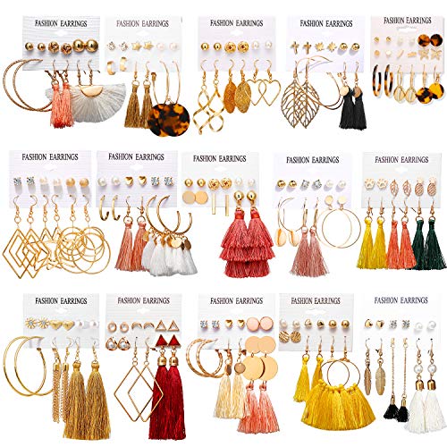 AROIC Colorful Boho Earrings Set with Tassel Earrings AROIC Colorful Boho Earrings Set with Tassel Earrings